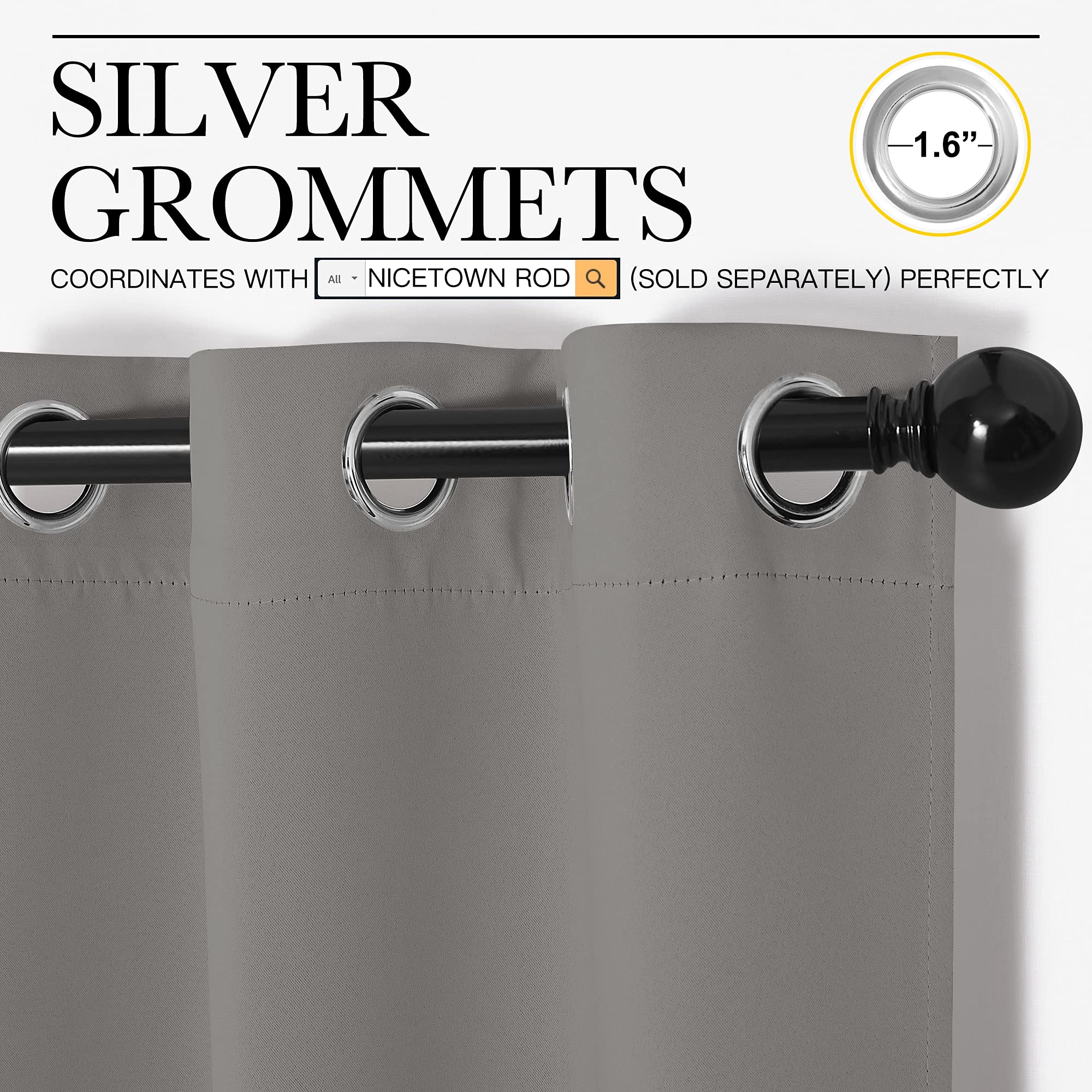 NICETOWN Blackout Curtains 63 inches Long, Thermal Insulated Solid Grommet Top Blackout Curtains/Drapes for Office (Sand Color, 1 Pair, 42 x 63 inches)