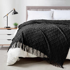 BOURINA Green Throw Blanket 50x60 Inch Boho Knitted Soft Throw Sofa Blanket