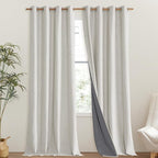 NICETOWN Snowbound Vintage Linen 100% Blackout Curtains for Living Room, Thermal Insulated Curtains 102" Long, Noise Reducing Window Treatment Drapes for Hall Room, 52" Wide Per Panel, Set of 2
