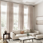 Extra Long Curtain 108 Inches Long 2 Panels Set Back Tab Oatmeal Linen Drapes for Living Room Neutral Farmhouse Light Filtering Semi Sheer Linen Curtains 108 Inch Length for Large Window 9 FT Tall
