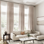 Extra Long Curtains 2 Panels 102 Inches Long for Living Room Oatmeal Back Tab Rod Pocket Light Filtering Semi Sheer Drapes Cotton Linen Textured Window Curtain 102 Inch Length for Bedroom 9 FT