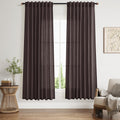 Cocoa Coffee Linen Curtains 72 Inch Long for Living Room Bedroom Lightweight Door Drapes 2 Panels Set, Semi Sheer Light Filtering Back Tab or Rod Pocket Curtain,52x72
