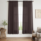 Cocoa Coffee Linen Curtains 72 Inch Long for Living Room Bedroom Lightweight Door Drapes 2 Panels Set, Semi Sheer Light Filtering Back Tab or Rod Pocket Curtain,52x72
