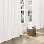 Nanspring Neutral Linen Curtains 80 Inch Length for Living Room Light Filtering Semi Sheer Curtain Coastal Modern Farmhouse Decor Drapes for Bedroom Back Tab and Rod Pocket 52x80, 2 Panels