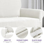 ZNSAYOTX Super Stretch Couch Cover Love Seat Sofa Covers for Living Room Dogs Pet Friendly Furniture Protector Spandex Loveseat Slipcovers with Anti Slip Foam Sticks (White, Loveseat)