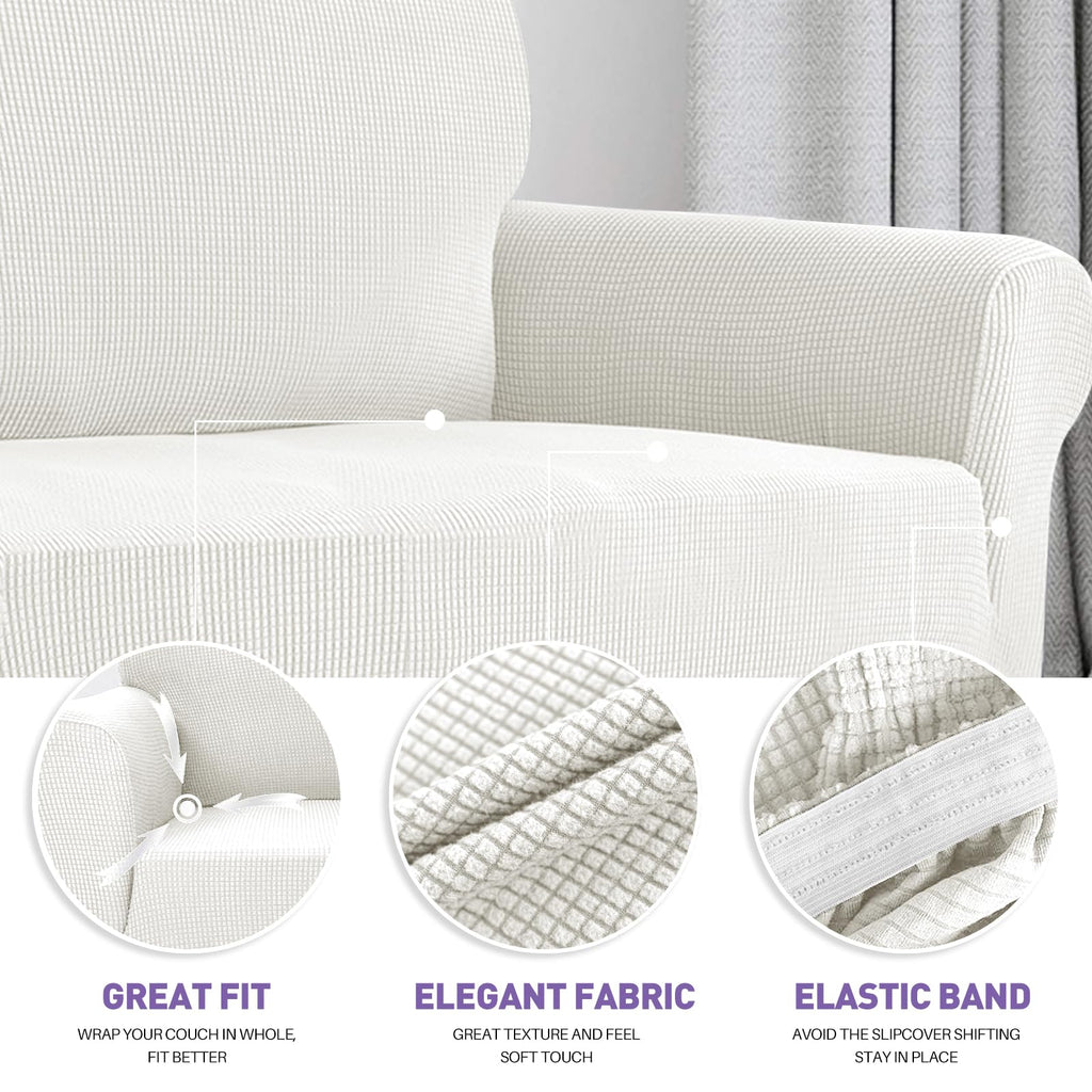 ZNSAYOTX Stretch Oversized Couch Cover Universal Sofa Covers for Living Room Dogs Pet Furniture Protector Spandex Extra Large Sofa Slipcovers with Anti Slip Foam Sticks (White, XL Sofa)