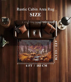 YIHOUSE Rustic Cabin Area Rug for Bedroom 4x6,Machine Washable Forest Bear Rug,Non-Slip Low Pile Print Pattern Mountain Rug for Living Room