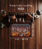 YIHOUSE Rustic Cabin Area Rug for Bedroom 4x6,Machine Washable Forest Bear Rug,Non-Slip Low Pile Print Pattern Mountain Rug for Living Room