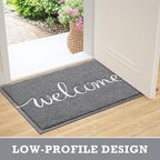 CozyBounty Door Mat Welcome Mats Outdoor Indoor Non-Slip Doormat for Entryway Low-Profile Floor Mat for Yard, Garage, High Traffic Areas (32"x20", Grey)