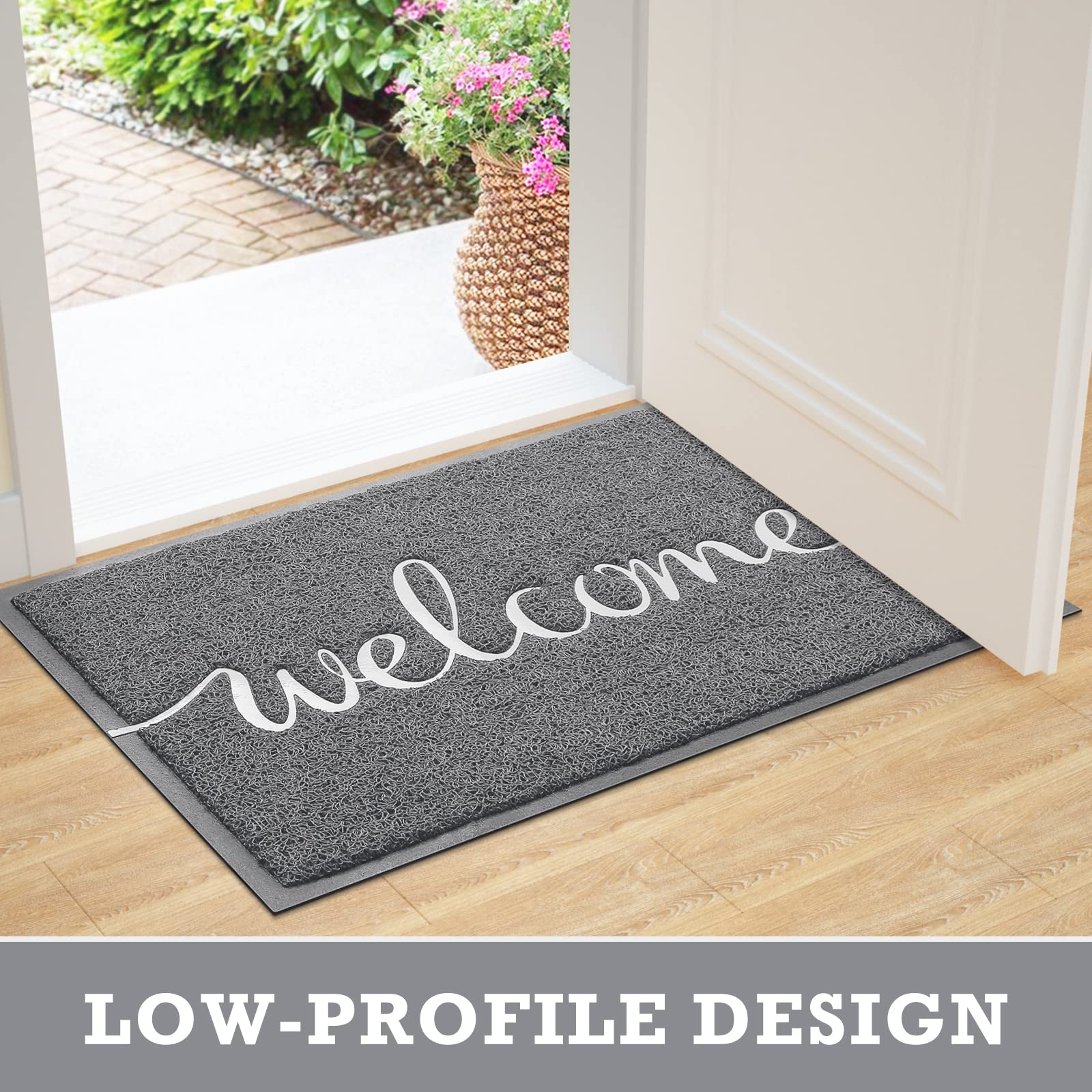 Grey Door Mat Welcome Mats Outdoor Indoor Doormat for Entryway Floor Mat