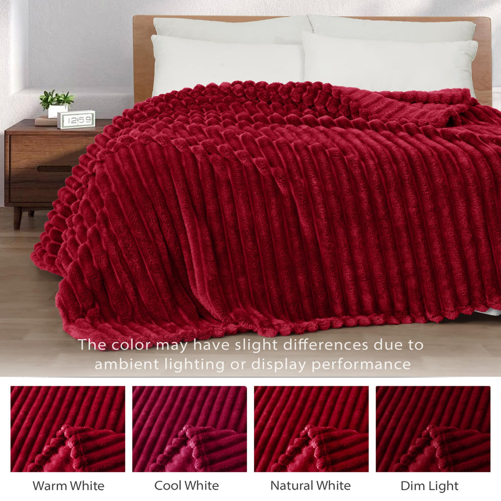 Exclusivo Mezcla Striped Twin Size Fleece Blanket for Bed, Couch, 60"x80"