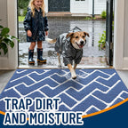 OLANLY Front Door Mat, Non-Slip Rubber Backing, Dirt Resistant and Absorbent, Washable, Easy to Clean Low-Profile Indoor Doormat for Back Door, Entryway, Inside Entrance, 32x20, Navy