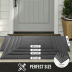 HIYARD Sturdy Front Door Mat, Absorbent Muddy Dirt Resist Welcome Door Mats Outdoor Indoor, Stain and Fade Resistant, Non-Slip Backing Entry Mat Low Profile Doormat for Entryway, 72×24, Grey