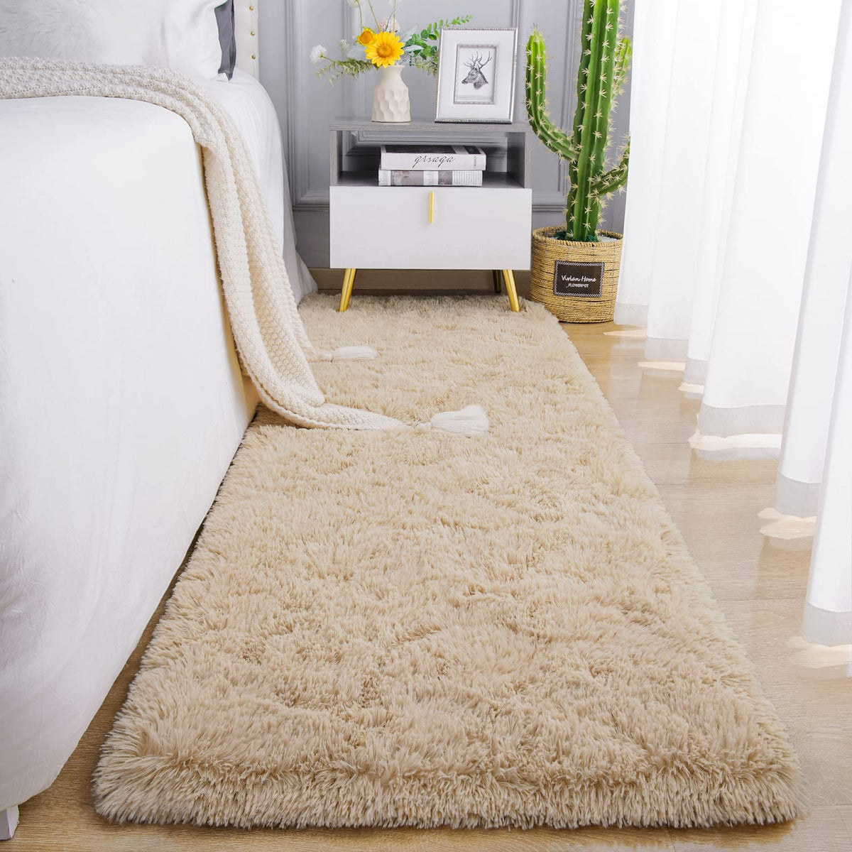 Chicrug Soft Runner Rugs for Bedroom Living Room Plush Fluffy Rug 3x8
