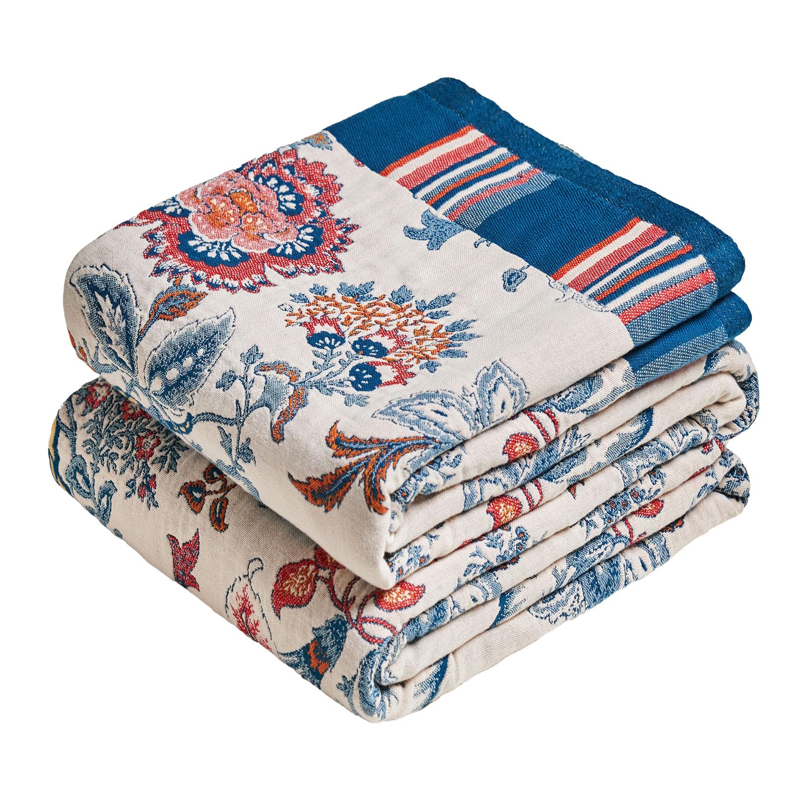 MSGKV Boho Throw Blanket 90"x90" 100% Cotton Farmhouse Butterfly Throw