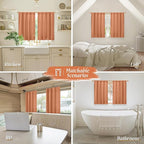 LAMIT Short Linen Curtains 45 Inches Long for Cafe 2 Panels, Terracotta Light Filtering Privacy Panels Rod Pocket Neutral Fall Decor Drapes for Bedroom/Window/Loft Room, 42 x 45 Inch