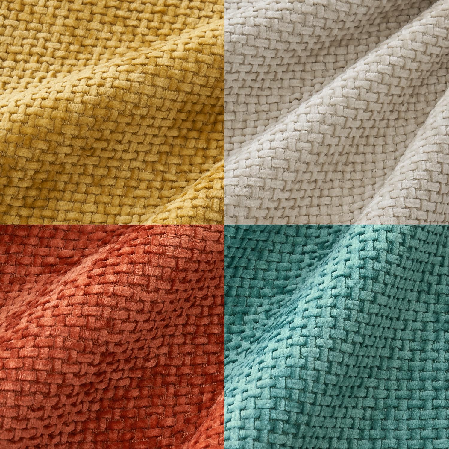 MIULEE Decorative Chenille Fall Pillow Covers Orange Teal 18x18 Pack of 4