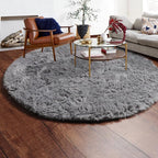 ONASAR Grey Round Area Rugs 6ft, Fluffy Gray Soft Bedroom Circle Rug for Kids Girls Boys Teen Room, Fuzzy Plush Shaggy Floor Carpet Mats for Dorm Nursery Living Room Playroom Home Office Decor