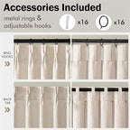 MIULEE Pinch Pleated Thick Linen Curtains 102 Inches Long 2 Panels for Living Room Bedroom, Memory Trained Pleat Drapes Back Tab Light Filtering Boho Cream Ivory Window Curtains with Hooks