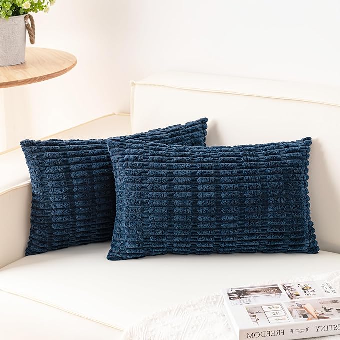 Aegero Pack of 2 Corduroy Decorative Throw Pillow Covers 12x24 Inch, Teal