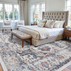 10x14 Washable Vintage Area Rug: Indoor Extra Large Rugs for Living Room Soft Stain Resistant Carpet with Non-Slip Backing Thin Accent Low Pile Print Floor Mat for Bedroom Dining Room(10x14 Brick)