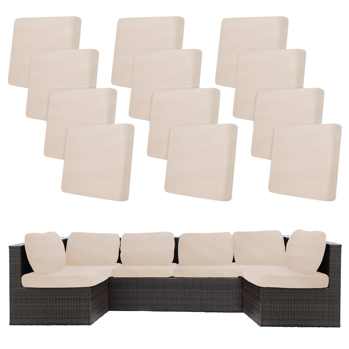 12 Pcs Outdoor Cushion Covers, Patio Sofa Cushion Covers Replacement