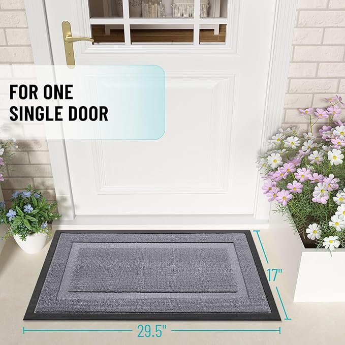 OLANLY Front Door Mat Outside 35x23, All-Season Heavy-Duty Rubber Doormat
