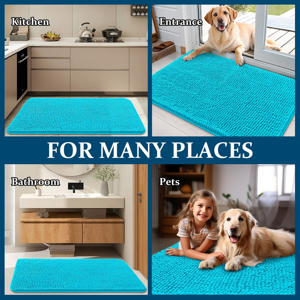 OLANLY Dog Door Mat for Muddy Paws 47x17, Super Absorbent Chenille Mud Mat