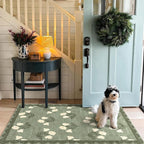 Othilic 3x5 Floral Entry Rug - Small Washable Indoor Outdoor Mats for Front Door Non-Slip Spring Porch Rug Sage Green Farmhouse Throw Rugs for Living Room Bedroom Entryway Kitchen Office Porch Decor