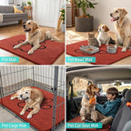 Smiry Dog Door Mat for Muddy Paws, Absorbent Dirt Trapper Non Slip Quick Dry Washable Chenille Mat for Mud Dogs, Entry Rug for Indoor and Outdoor (36x24 Inches, Maple Red and Black)