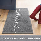 CozyBounty Door Mat Welcome Mats Outdoor Indoor Non-Slip Doormat for Entryway Low-Profile Floor Mat for Yard, Garage, High Traffic Areas (32"x20", Grey)