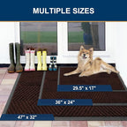 Smiry Front Door Mat Outside Entrance, Heavy Duty Sturdy Natural Rubber Doormat, Trap Dirt and Moisture, Easy Clean Low Profile Mats for Indoor Outdoor Entry, Irregular Triangle (47x32, Deep Brown)