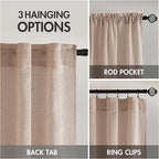 MIULEE Natural Beige Linen Curtains 84 Inch Length 2 Panels for Bedroom Living Room, Soft Linen Textured Window Drapes Semi Sheer Light Filtering Back Tab Rod Pocket Farmhouse Burlap Look Decor