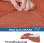 hyha Waterproof Couch Cushion Covers for Pets, Non Slip Sofa Seat Cover for Dogs Washable, Soft Thick Stretch Jacquard Fabric, Sofa Slipcovers with Elastic Bottom (2 Pieces, Rust)