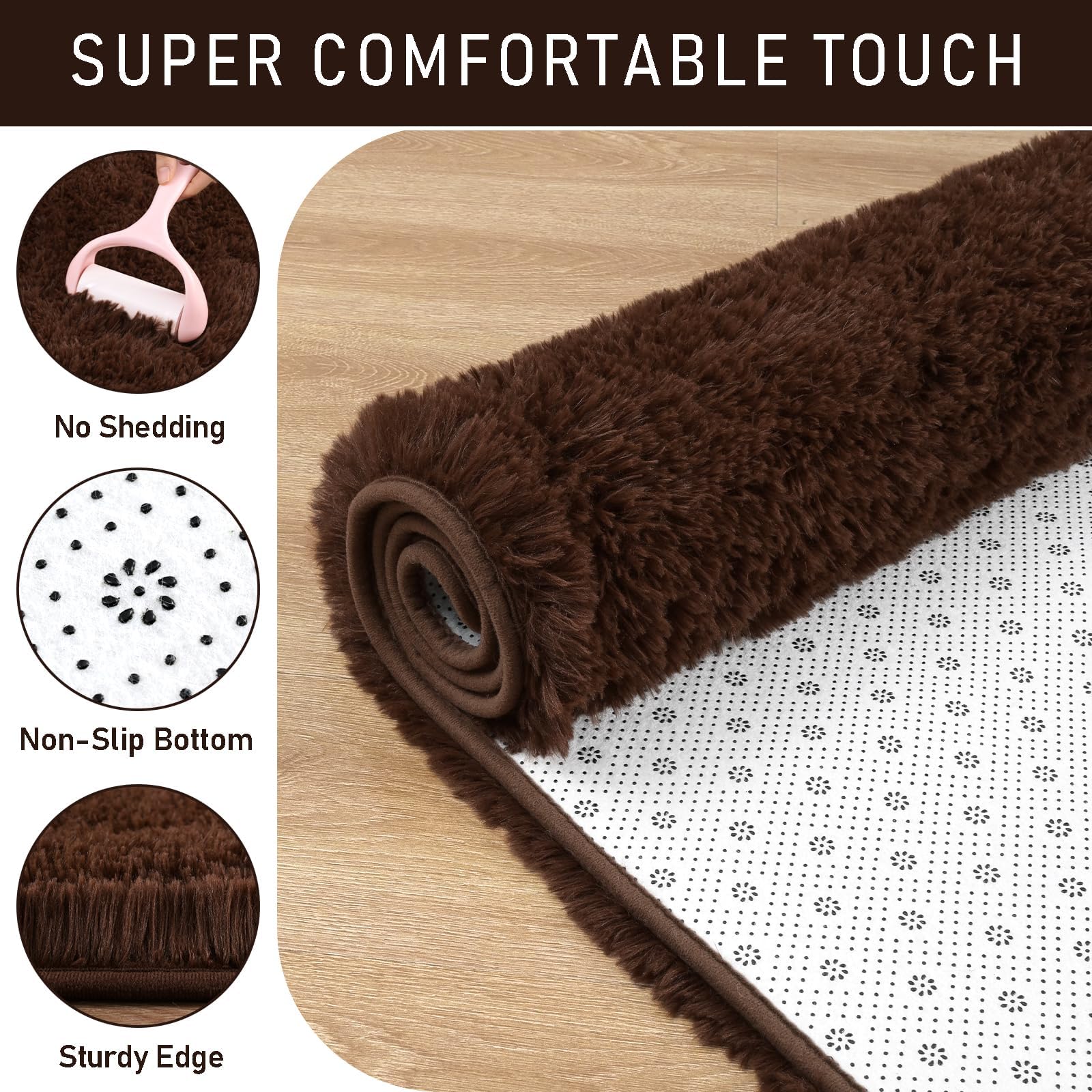 LOCHAS 2x4 Runner Rugs for Hallway, Fluffy Area Rugs for Bedroom, Brown