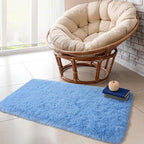 Chicrug Soft Runner Rug for Bedroom Living Room Plush Fluffy Rug 2x4 Feet, Shag Furry Runner Rug Carpet Non Shedding for Nursery Children Kids Girls Room Home Decorative, Cobalt Blue