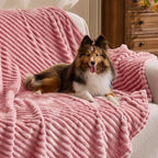 BEDELITE Fleece Throw Blanket for Couch – 3D Ribbed Jacquard Soft and Warm Decorative Fuzzy Blanket – Cozy, Fluffy, Plush Lightweight Pink Throw Blankets for Bed, Sofa, 50x60 inches