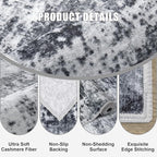 FXRHLP Area Rug Living Room: 4x6 Modern Washable Soft Carpet Dark Black
