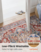 AMADA HOMEFURNISHING 9x12 Washable Area Rug, Low-Profile Large Area Rug with Non-Slip Backing & Durable Edge Binding, Vintage Large Rugs for Living Room, Bedroom & Dinning Room