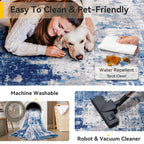 RELEANY Washable Square 10' x10' Area Rug for Living Room Blue Gray