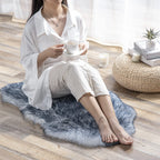 Ashler HOME DECO Soft Faux Fox Fur Rug Chair Couch Cover Area Rug for Bedroom Floor Sofa Living Room White Blue 2 x 2.8 ft