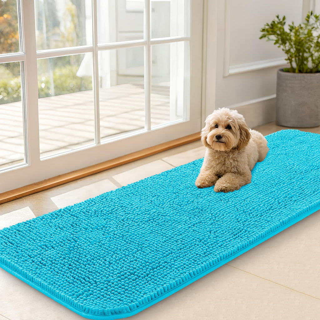 OLANLY Dog Door Mat for Muddy Paws 59x20, Super Absorbent Chenille Mud Mat