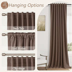 Guken 100% Blackout Curtains 120 Inch Length 2 Panels Set for Living Room Bedroom Back Tab Thermal Insulated Black Out Linen Drapes Room Darkening Cappuccino,52x120