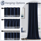 Guken Navy Blue 100% Blackout Curtains 84 Inch Length 2 Panels Set for Living Room Bedroom Back Tab Thermal Insulated Black Out Linen Drapes Room Darkening Window Curtains 84 Inches Long