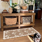 Front Door Mat Indoor Entrance - 2x4.3 Ft Floral Washable Layered Doormat Outdoor Entrance Porch Rug Non-Slip Tan Boho Farmhouse Runner Rug for Kitchen Hallway Bedroom Laundry Room Porch Decor