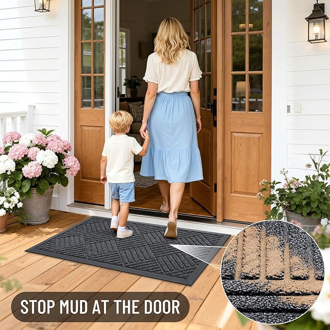 OLANLY Front Door Mat Outside Entrance 33x21, Waterproof Heavy-Duty Doormat
