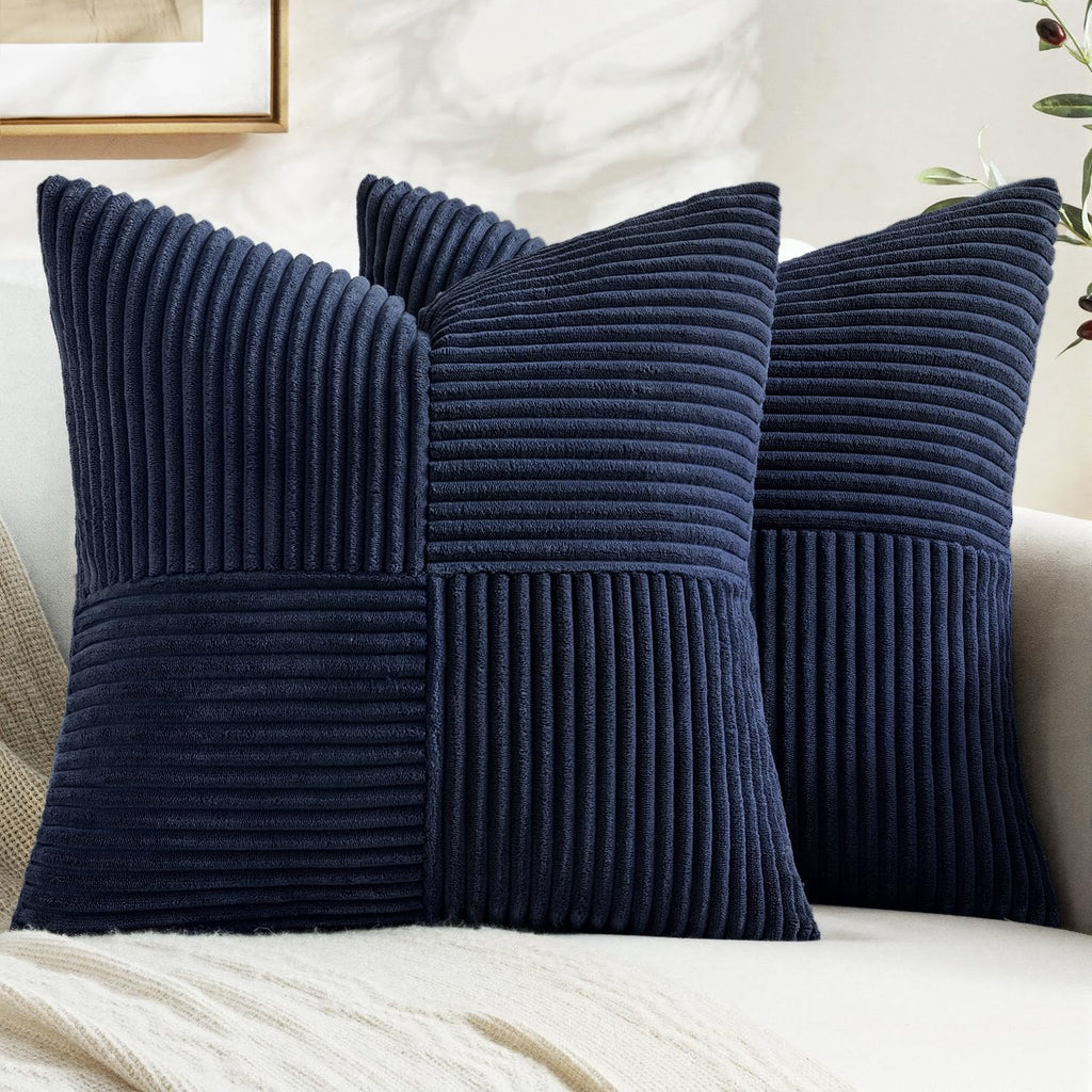 MIULEE Navy Blue Decorative Throw Pillow Covers for Couch 18x18 Inch