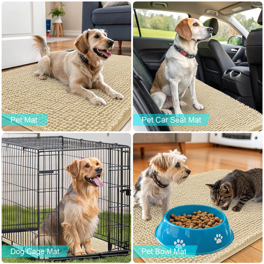 OLANLY Dog Door Mat for Muddy Paws 47x32, Super Absorbent Chenille Mud Mat