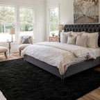 5x7 Ft Shag Black Rug for Bedroom, Tie Dyed Ultra Soft Fluffy Furry Area Rugs for Living Room Indoor Floor, Aesthetic Carpet for Kids Home Decor