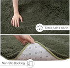 Goideal Fluffy Rug for Bedroom Living Room, 5x7 Olive Green Area Rugs, Faux Fur Shag Modern Carpet Ultra Soft Girls Boys Room Home Decor, Solid